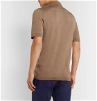 Dunhill - Herringbone-Knit Mulberry Silk Polo Shirt - Camel