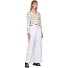 3.1 Phillip Lim White and Black Ribbed Striped Cardigan