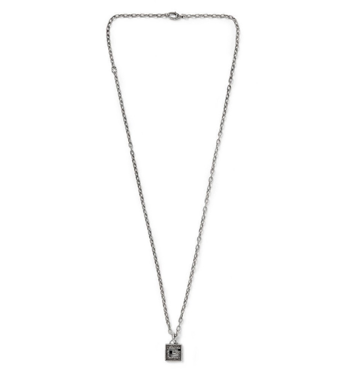 Photo: Gucci - Engraved Burnished Sterling Silver Pendant Necklace - Silver