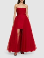 GIAMBATTISTA VALLI Strapless Asymmetric Tulle Mini Dress