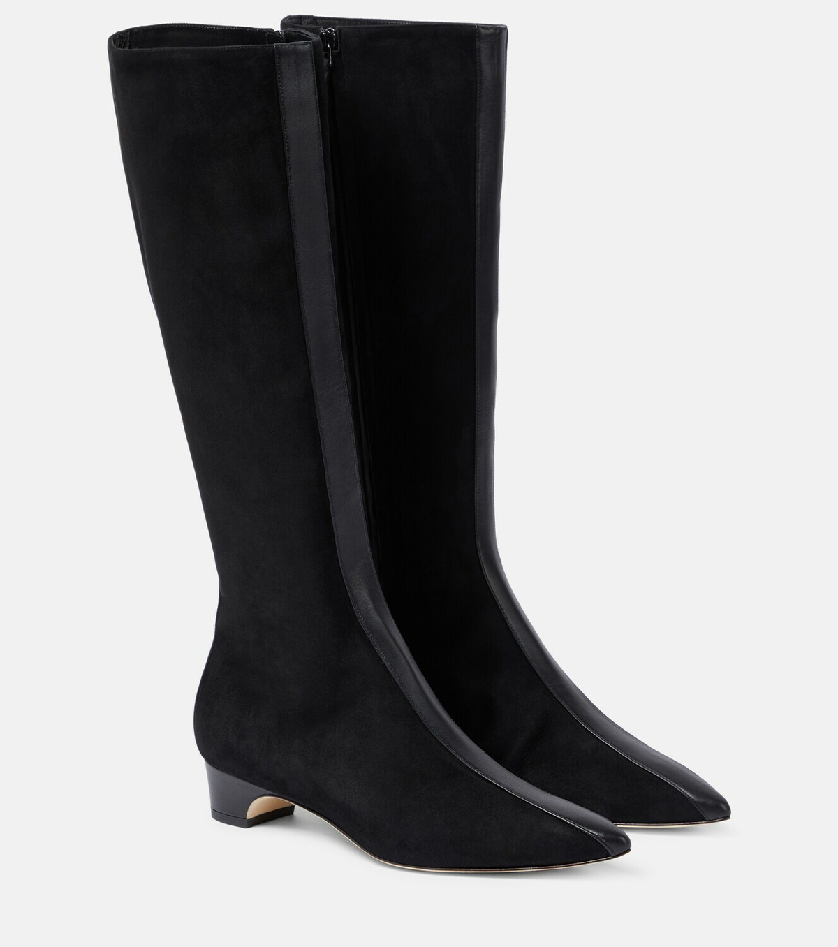 Manolo Blahnik Black Suede Pointed Toe Over the Knee Boots