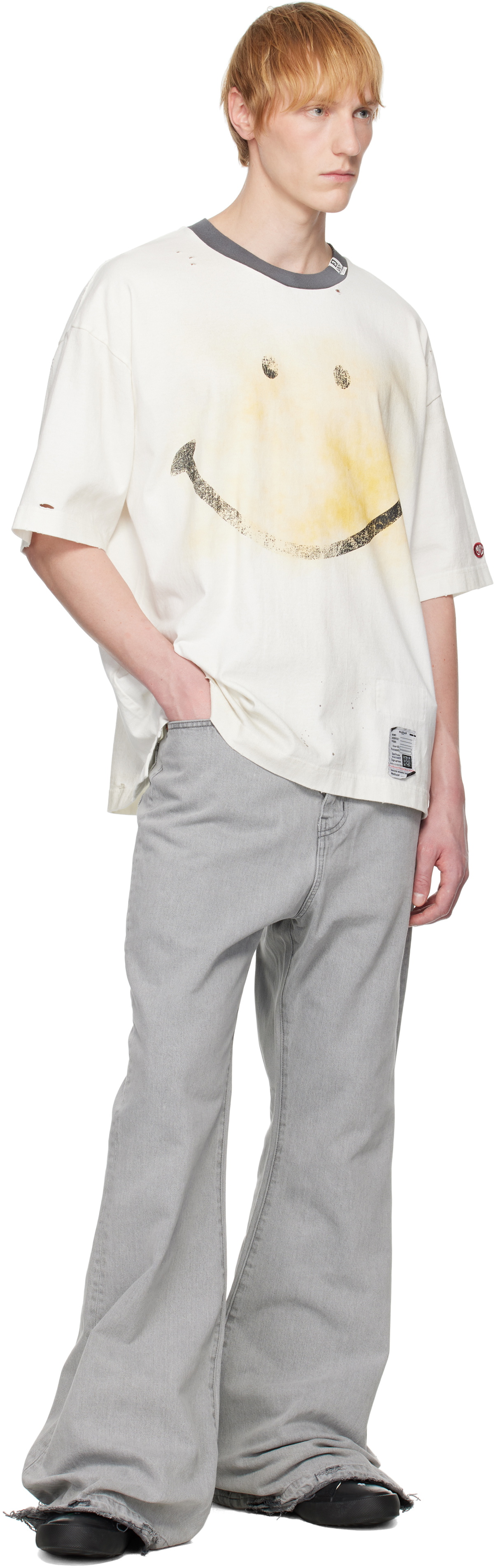 Maison MIHARA YASUHIRO White Smiley Face Printed T-shirt Maison