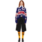 Charles Jeffrey Loverboy Blue and Red Wool Logo Sweater