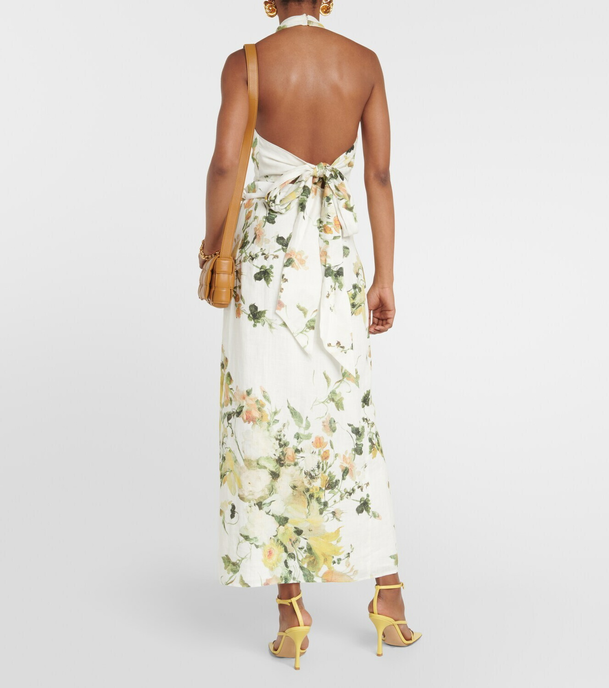Erdem Floral linen halterneck top