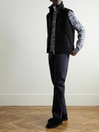 Mr P. - Full-Grain Leather-Trimmed Perforated Shearling Gilet - Black