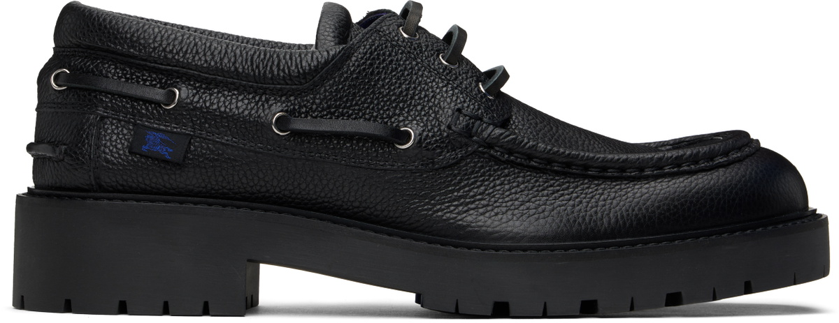 Burberry Black Leather Raft Boat Shoes