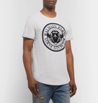 Balmain - Slim-Fit Logo-Flocked Mélange Cotton-Jersey T-Shirt - Light gray