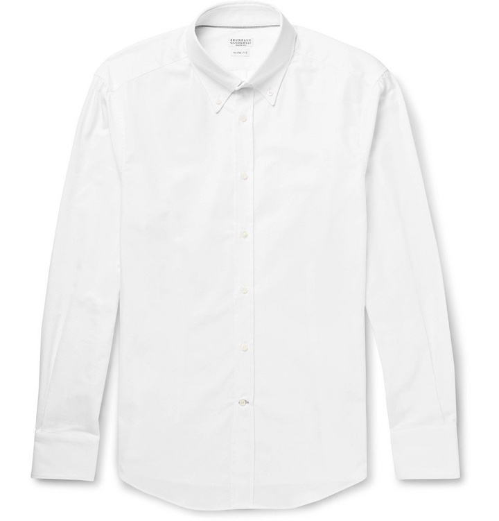 Photo: Brunello Cucinelli - Button-Down Collar Cotton Shirt - Men - White