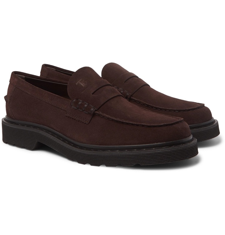Photo: Tod's - Suede Penny Loafers - Brown