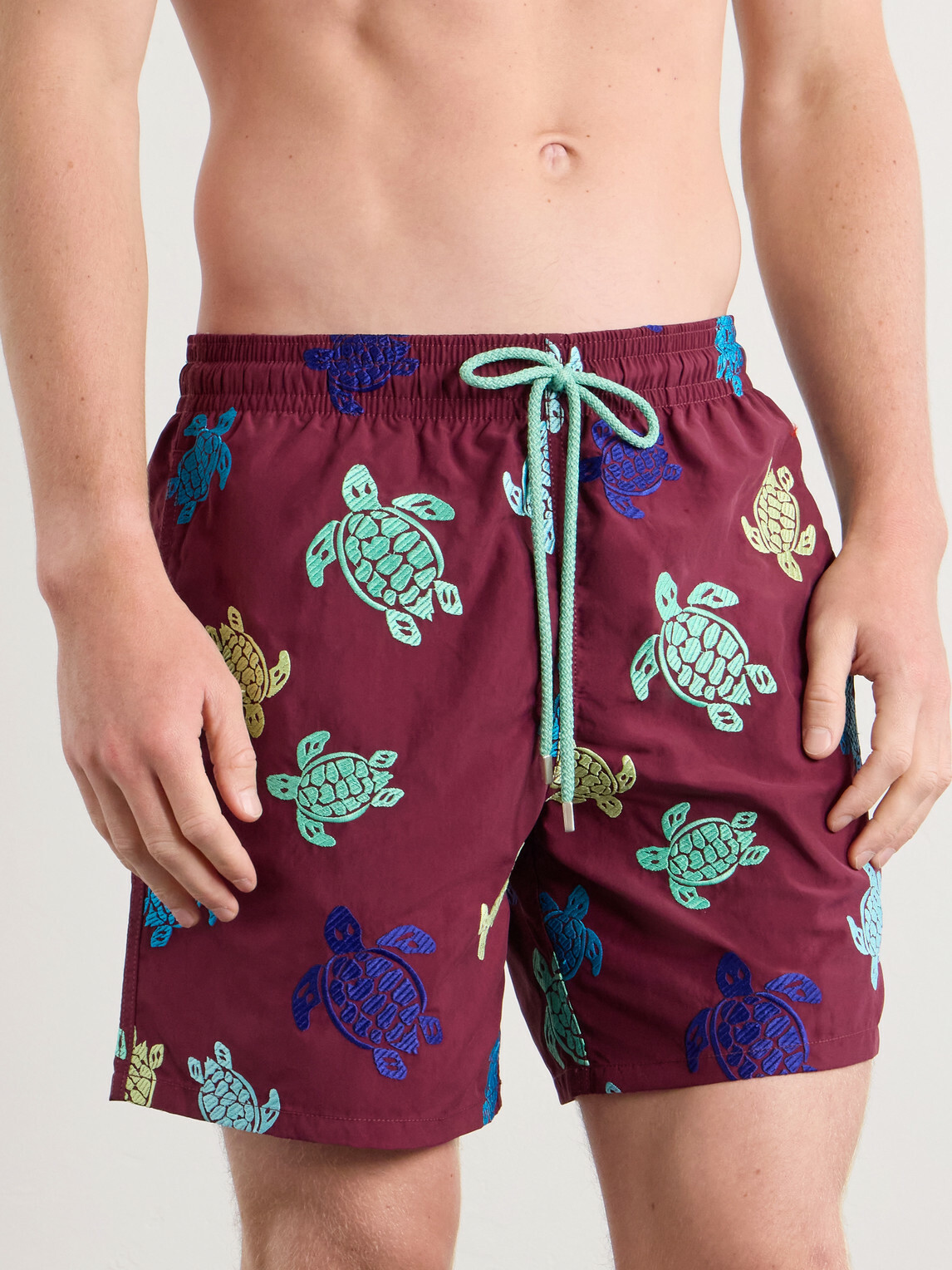 Vilebrequin - Mistral Embroidered Straight-Leg Swim Shorts - Red
