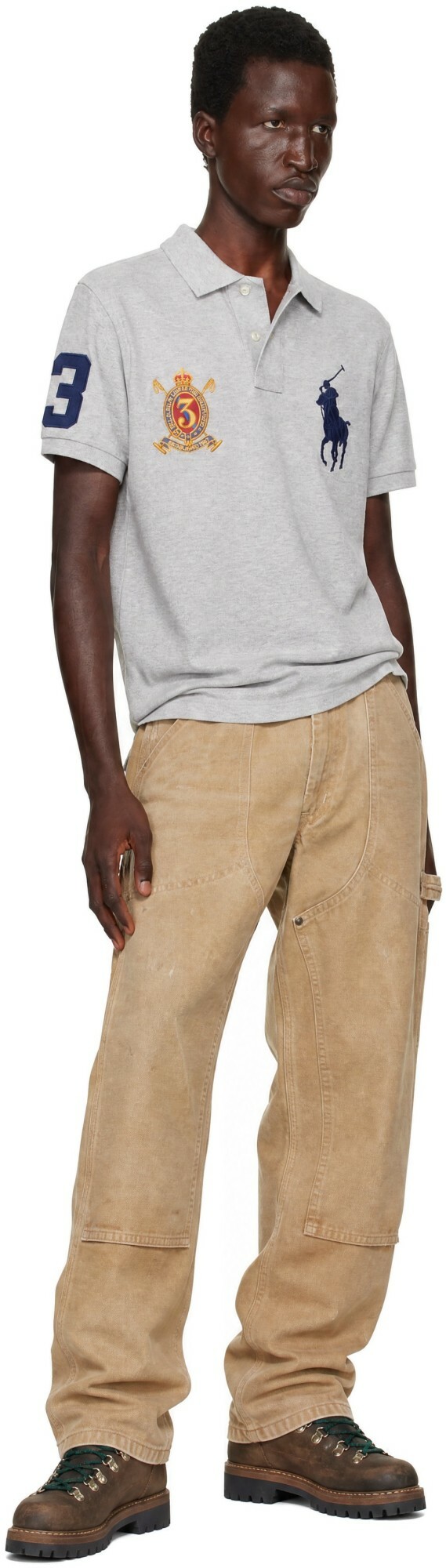 Polo Ralph Lauren Gray Big Pony Crest Mesh Polo