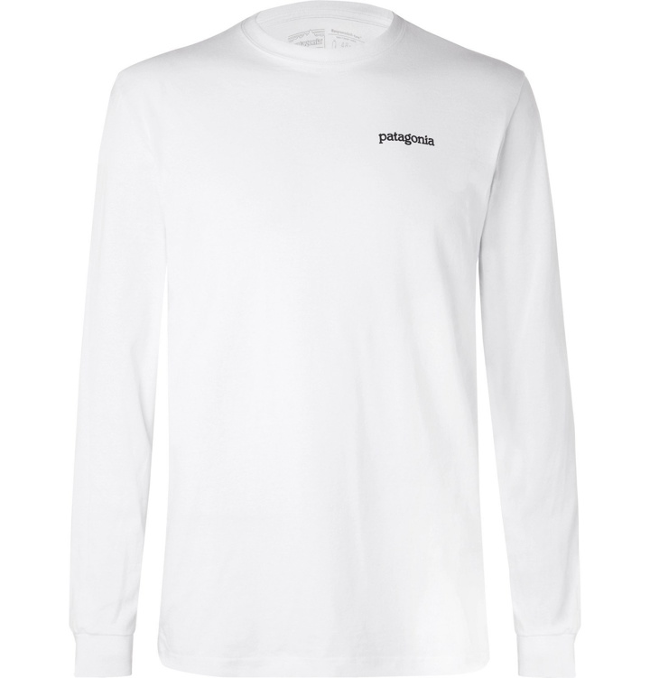 Photo: Patagonia - Fitz Roy Horizons Logo Responsibili-Tee Printed Cotton-Blend Jersey T-Shirt - White