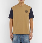 Loewe - Logo-Embroidered Two-Tone Cotton-Jersey T-Shirt - Men - Beige