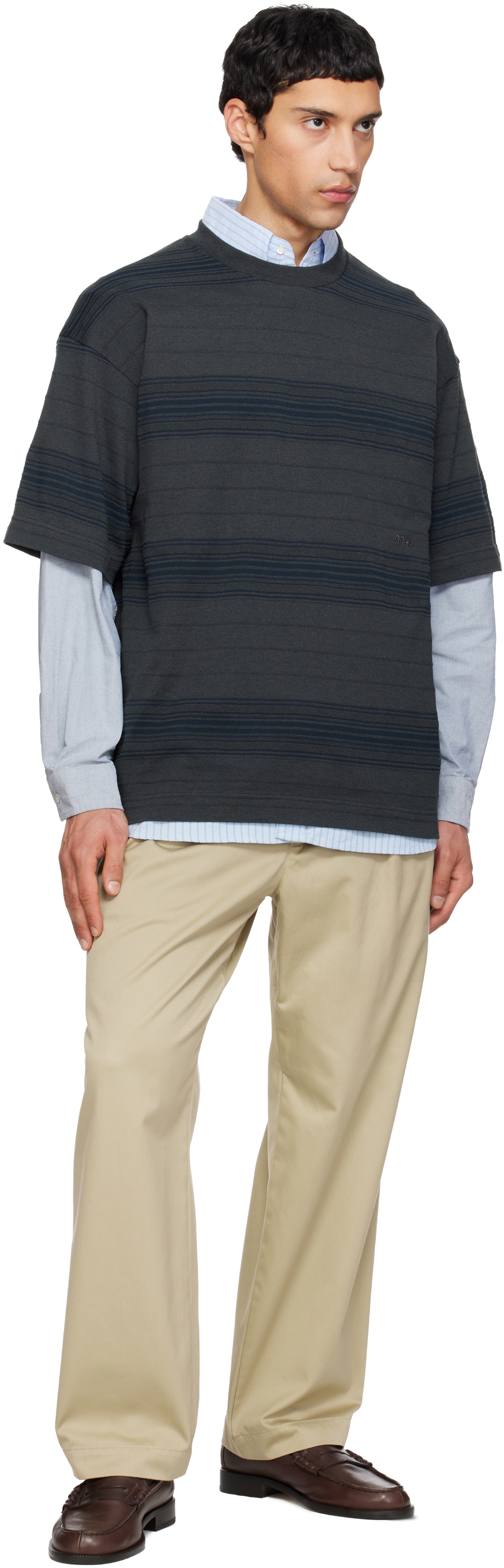 nanamica Gray Stripe T-shirt