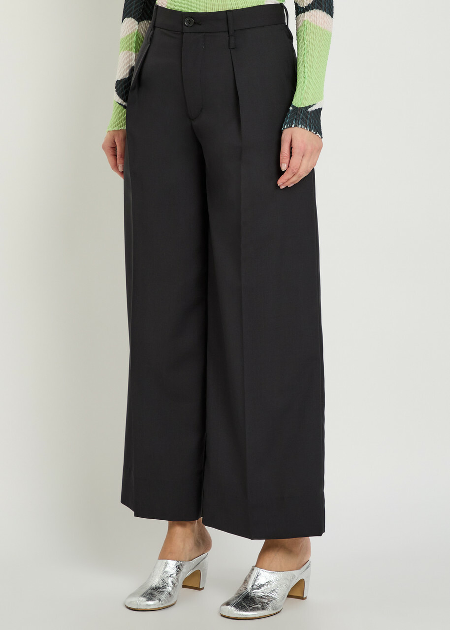 Issey Miyake Palindrome Wide-leg Wool-blend Trousers Black