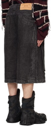 NAMESAKE Black Sean Distressed Stain Denim Shorts
