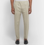 Rubinacci - Tapered Pleated Herringbone Linen Trousers - Beige