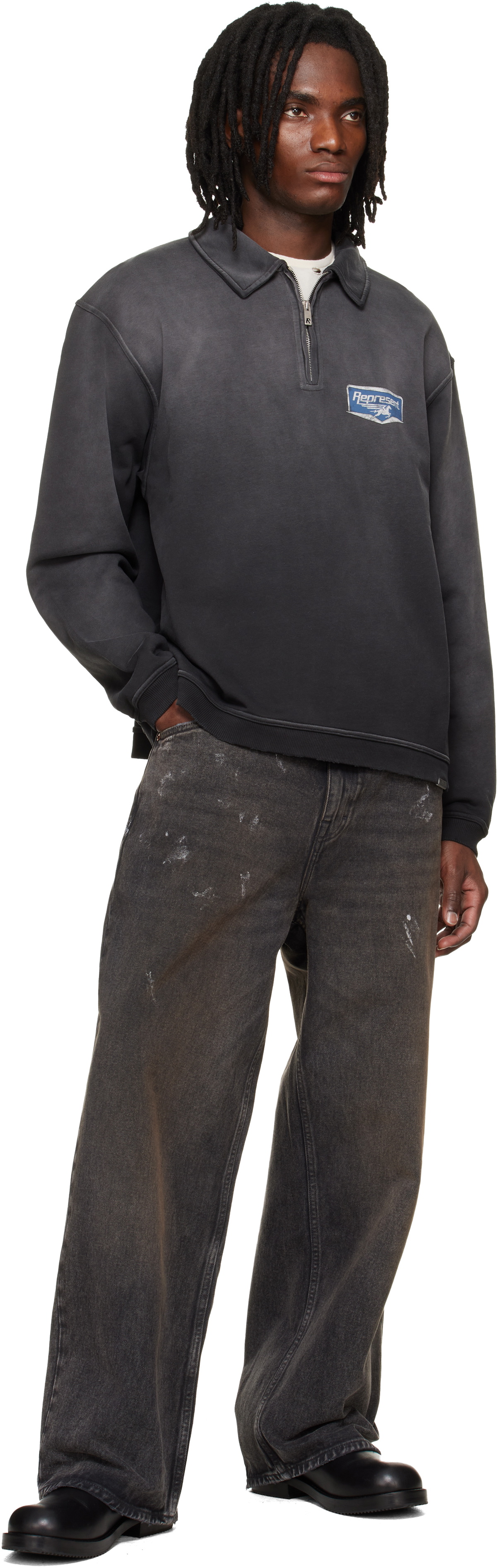Represent Black 'Nothing Faster' Quarter Zip Sweatshirt