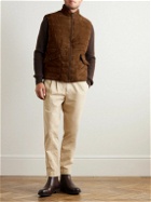 Polo Ralph Lauren - South Kent Logo-Appliquéd Quilted Padded Suede Gilet - Brown