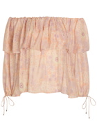 Chloe Floral-print Silk top Pink