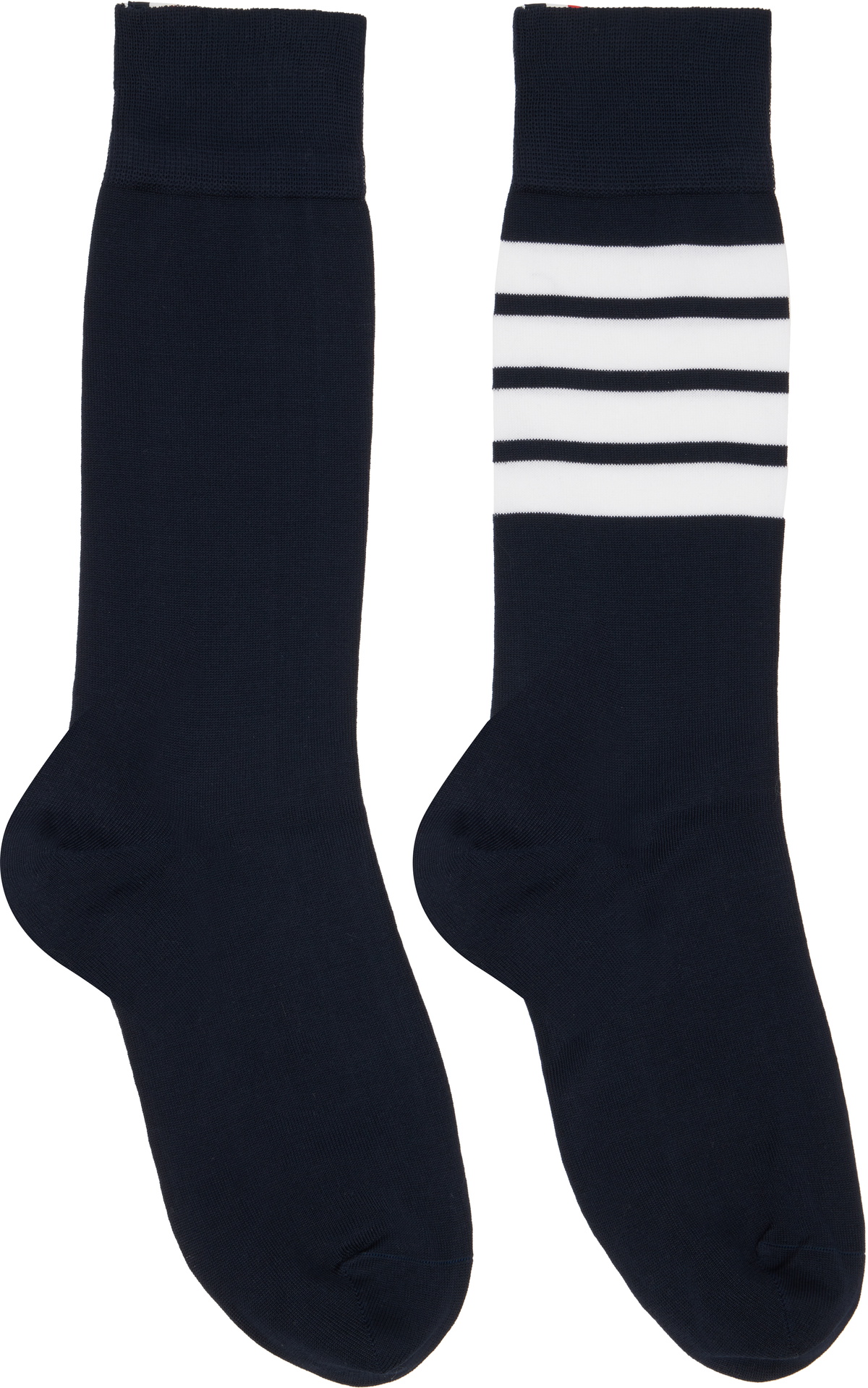 Thom Browne Navy Cotton 4-Bar Mid Calf Socks