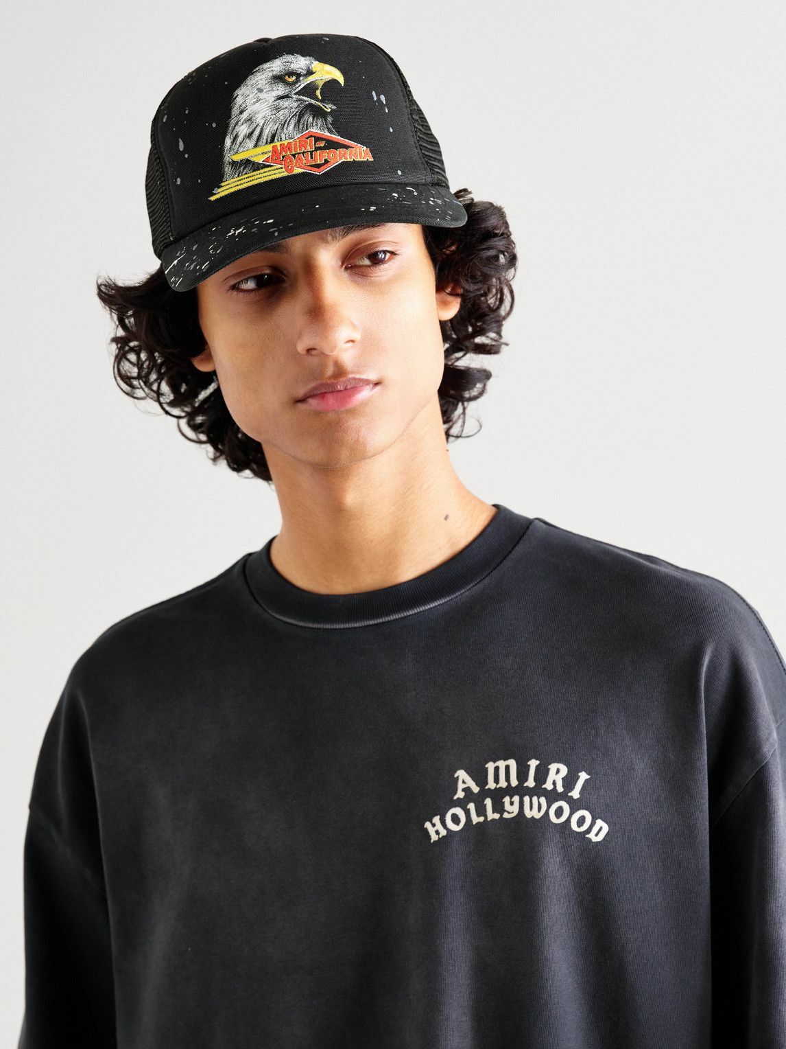 AMIRI - Paint-Splattered Printed Padded Cotton-Canvas and Mesh Trucker Cap