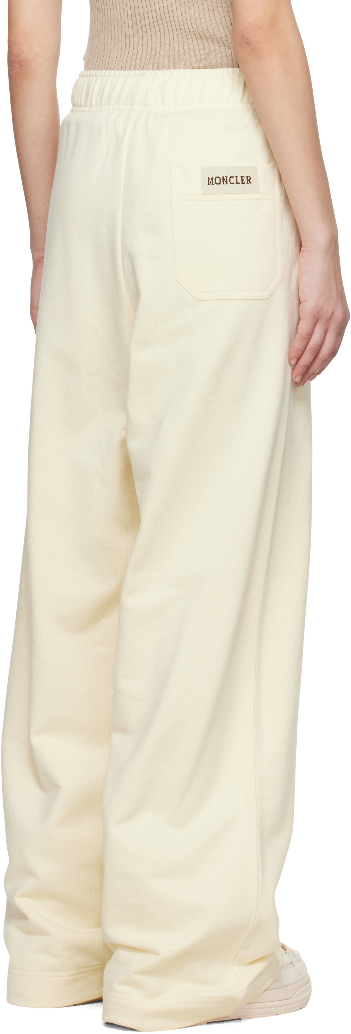 Moncler Off-White Wide Leg Cotton Sweatpants