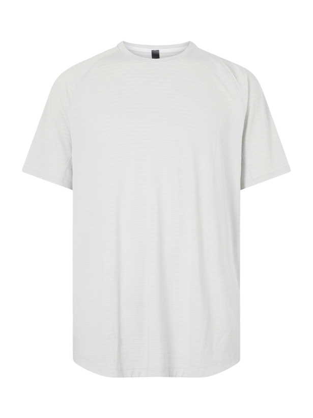 Photo: Lululemon - License to Train Striped Stretch Recycled-Jersey T-Shirt - Gray