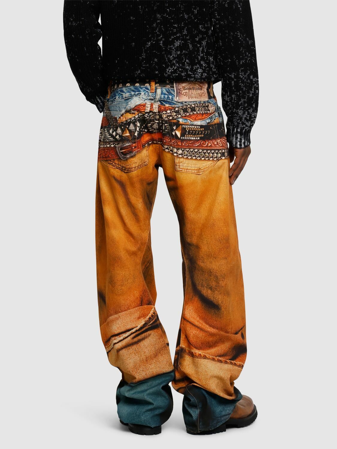 【関税込み】Acne Studios オレンジ Stacked Belts ジーンズ Acne Studios 2006M Stacked Belts Trompe L'Oeil Denim Jean in