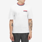 Thom Browne Men's Stripe Tipped Textured T-Shirt in White
