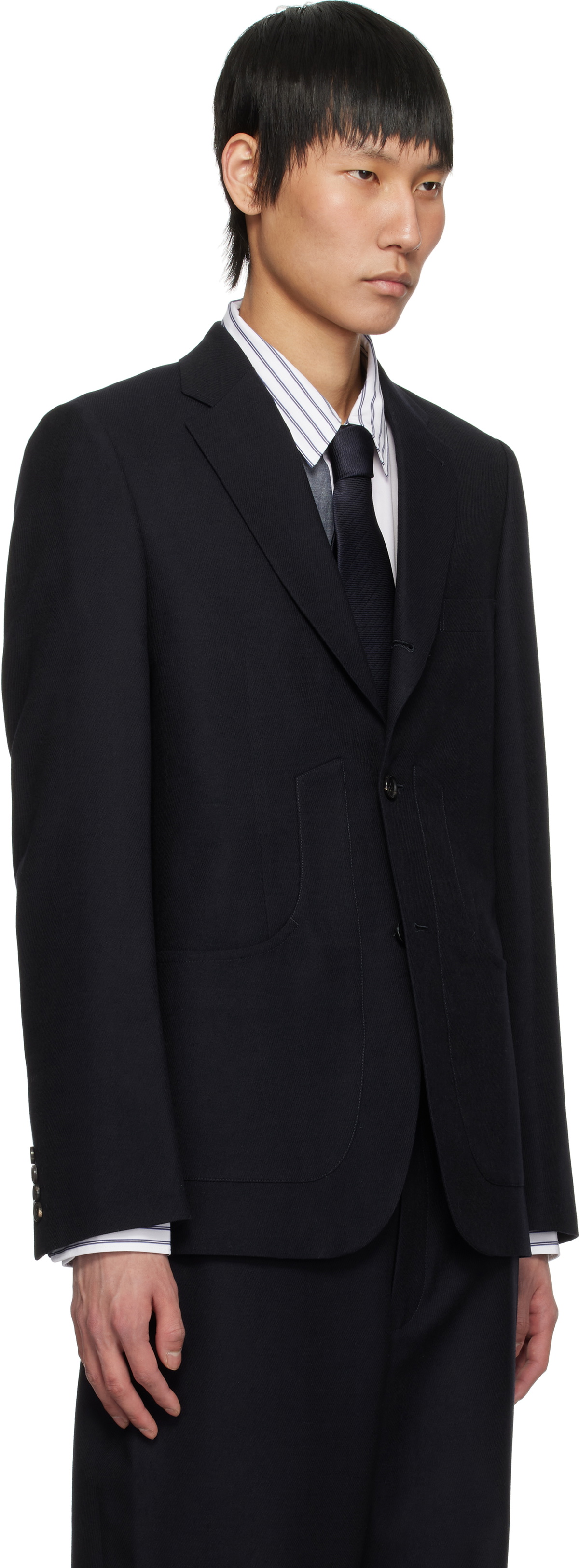 Comme des Garçons Homme Deux Navy Wool Kersey Blazer