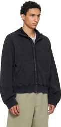 Martine Rose Black Hooded Zip Crew Jacket