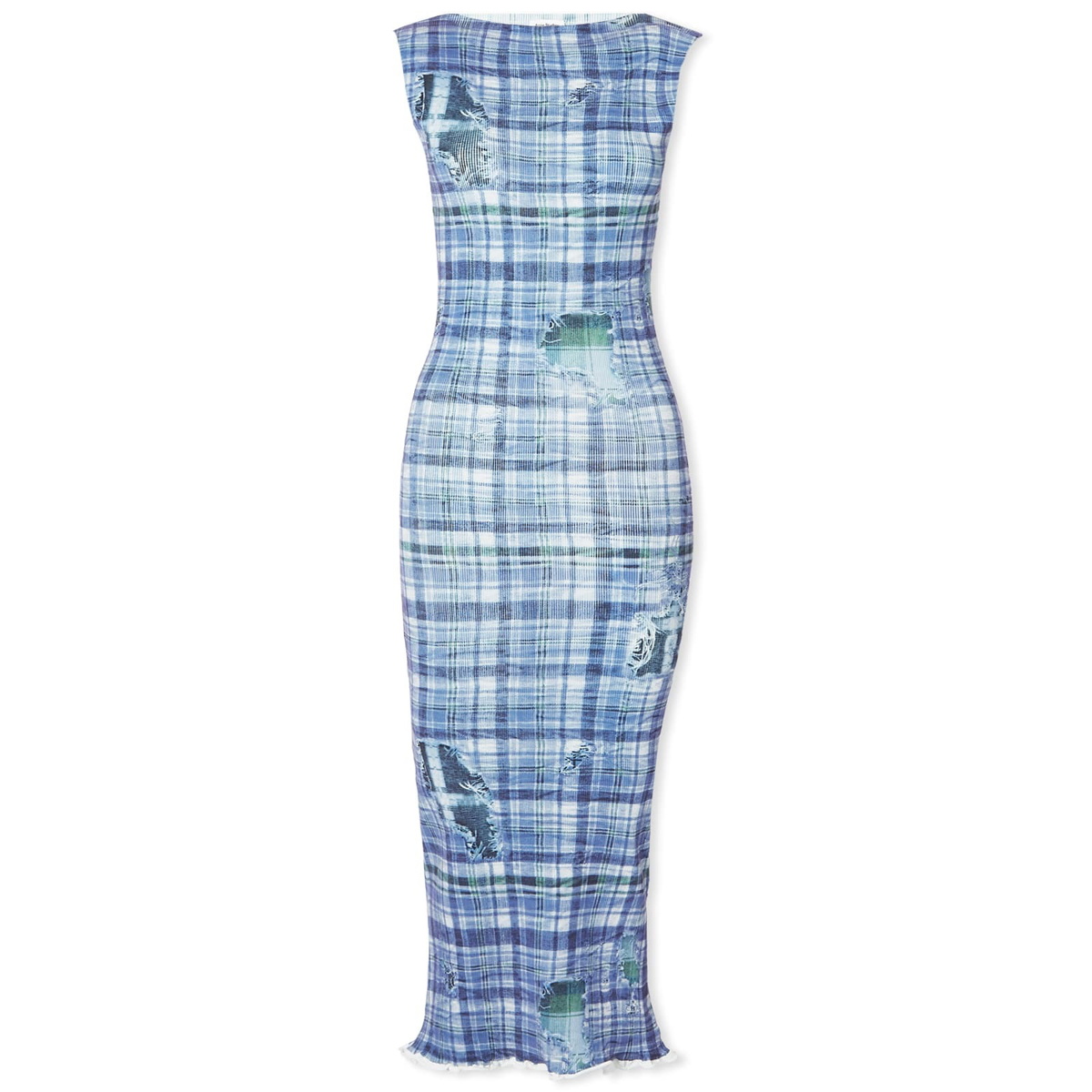 Acne Studios Women's Printed Check Midi Dress in Blue Acne