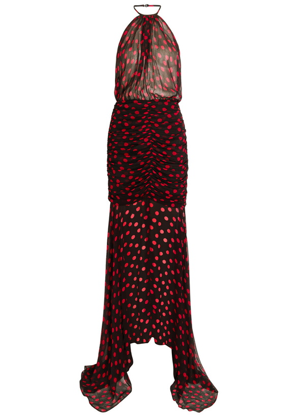 Photo: Ronny Kobo Lovisa Polka-dot Chiffon Midi Dress Black Red