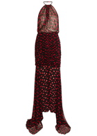 Ronny Kobo Lovisa Polka-dot Chiffon Midi Dress Black Red