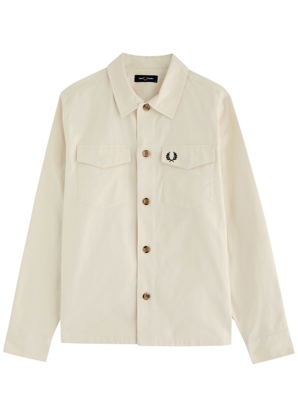 Photo: Fred Perry Logo-embroidered Cotton-twill Overshirt Cream