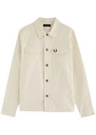 Fred Perry Logo-embroidered Cotton-twill Overshirt Cream