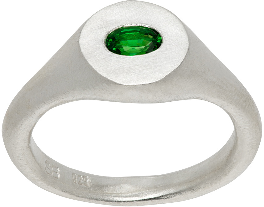 Seb Brown Silver Goat Eye Tsavorite Ring