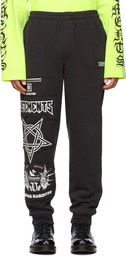 VETEMENTS Black 'J'adore Hardcore' Patched Lounge Pants