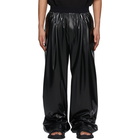 We11done Black Logo Latex-Textured Trousers