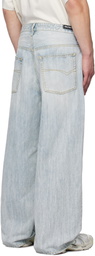 Balenciaga Blue Bleached Ring Baggy Jeans