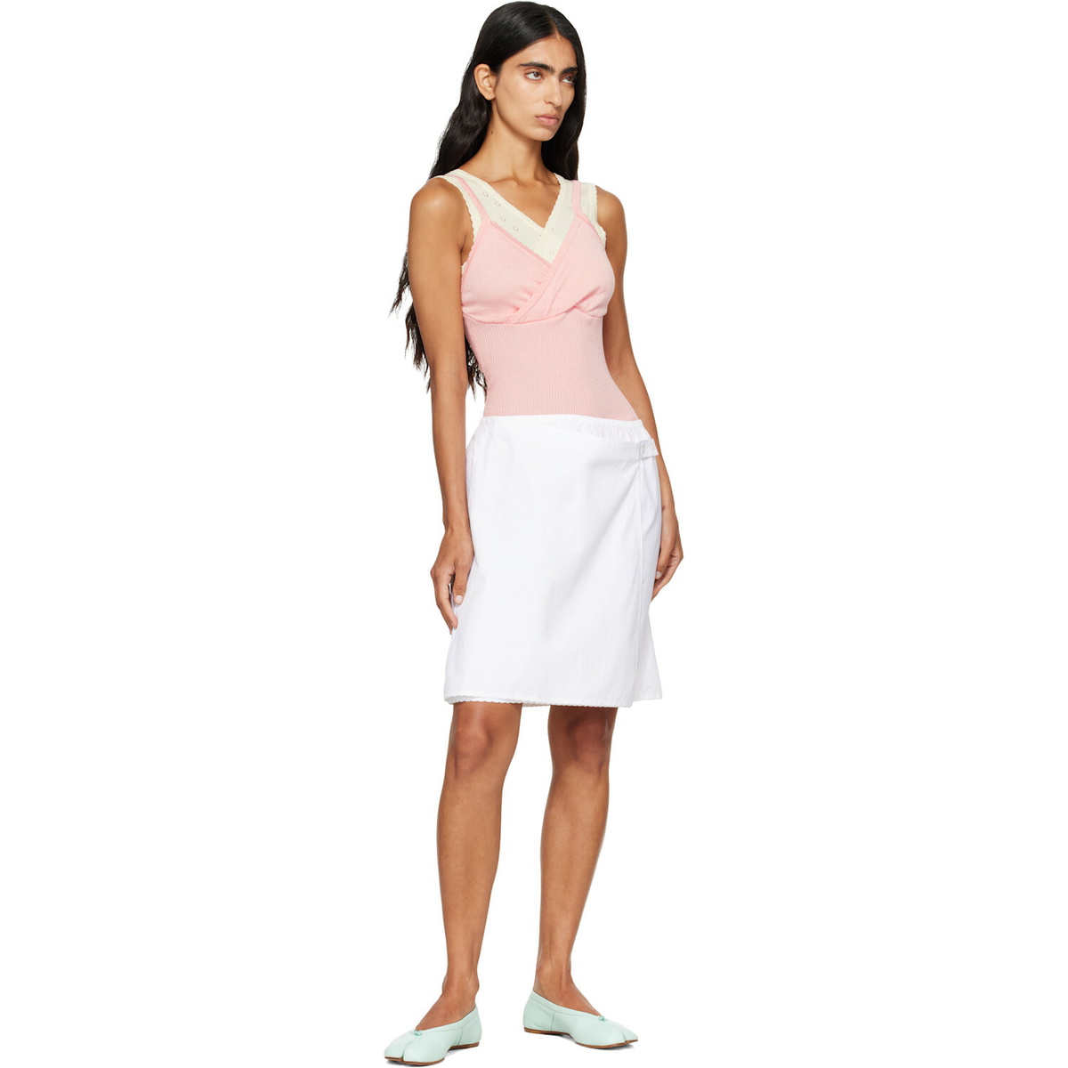 Fruity Booty White Apron Midi Skirt
