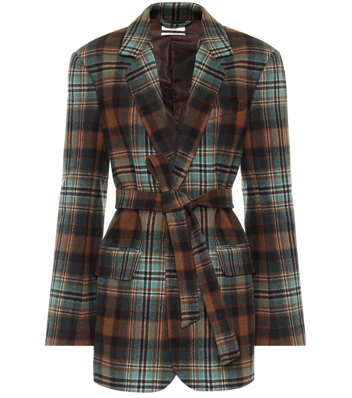 CO - Checked wool-flannel belted blazer