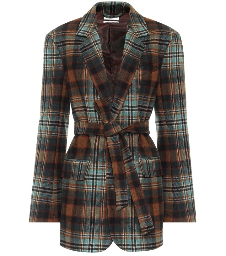 Photo: CO - Checked wool-flannel belted blazer