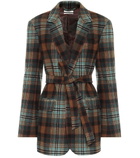 CO - Checked wool-flannel belted blazer