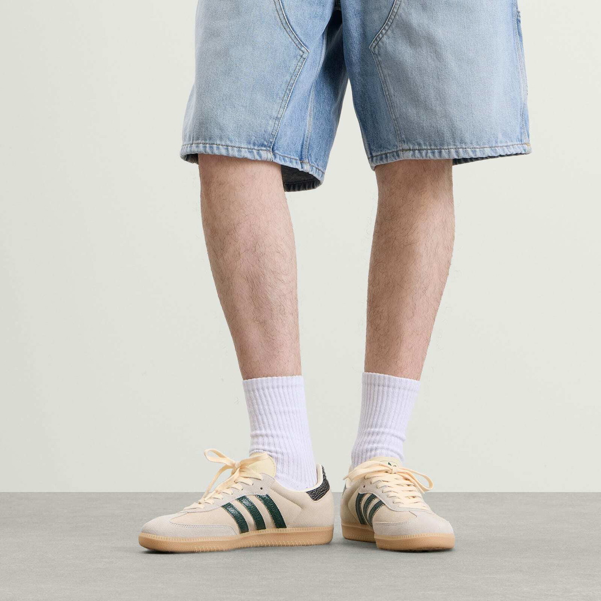 Adidas Men's Samba Og Sneaker in Cream White/Collegiate Green/Magic Beige