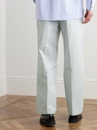 LE 17 SEPTEMBRE - Straight-Leg Pleated Striped Cotton Trousers - Gray