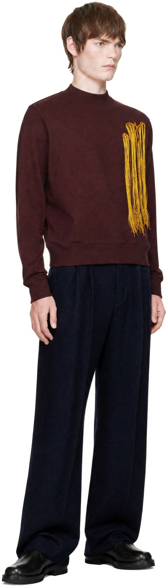 Dries Van Noten Burgundy Embroidered Sweatshirt