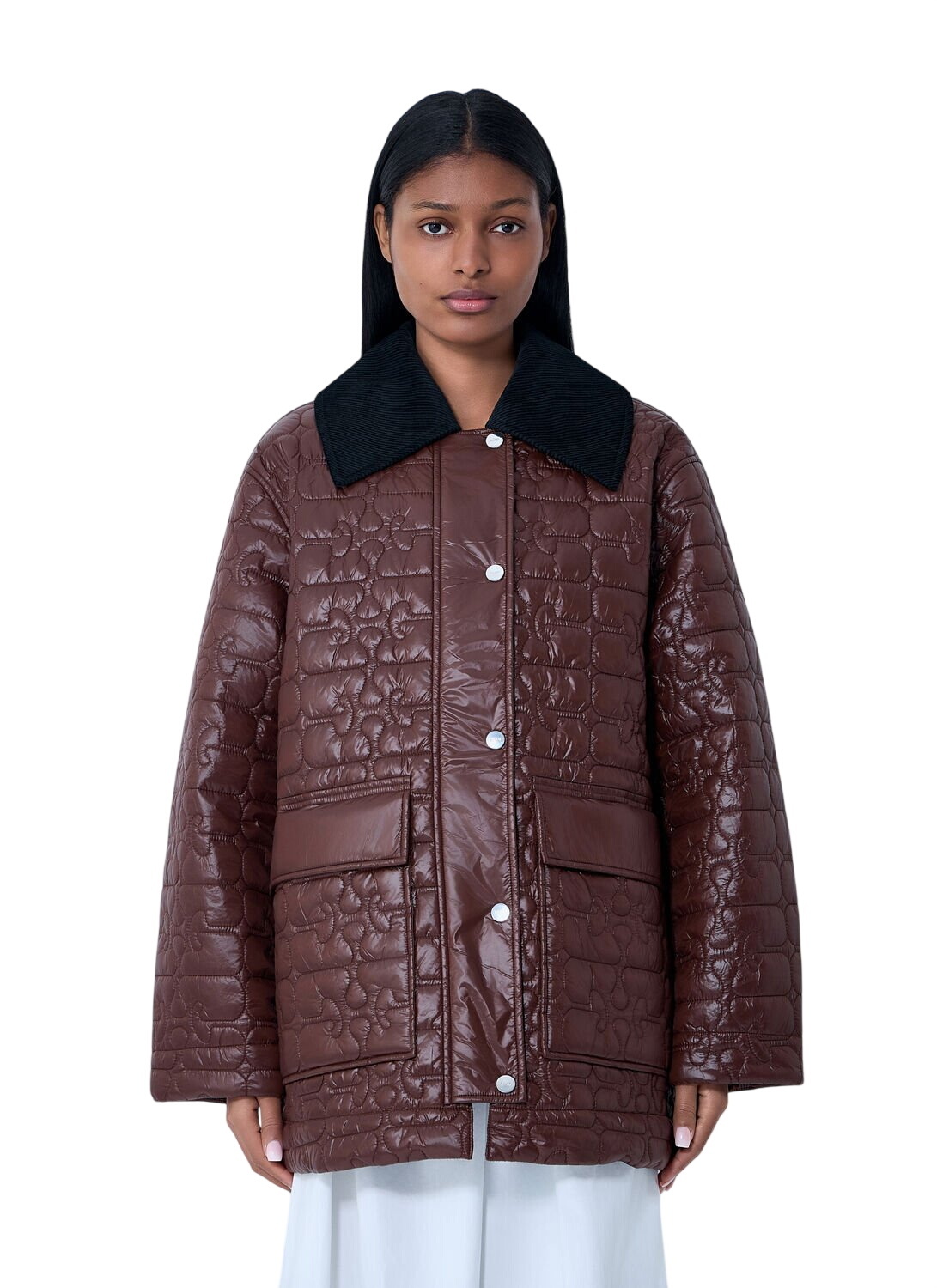 GANNI Short Sleeve Boxy Blazer Jacket GANNI