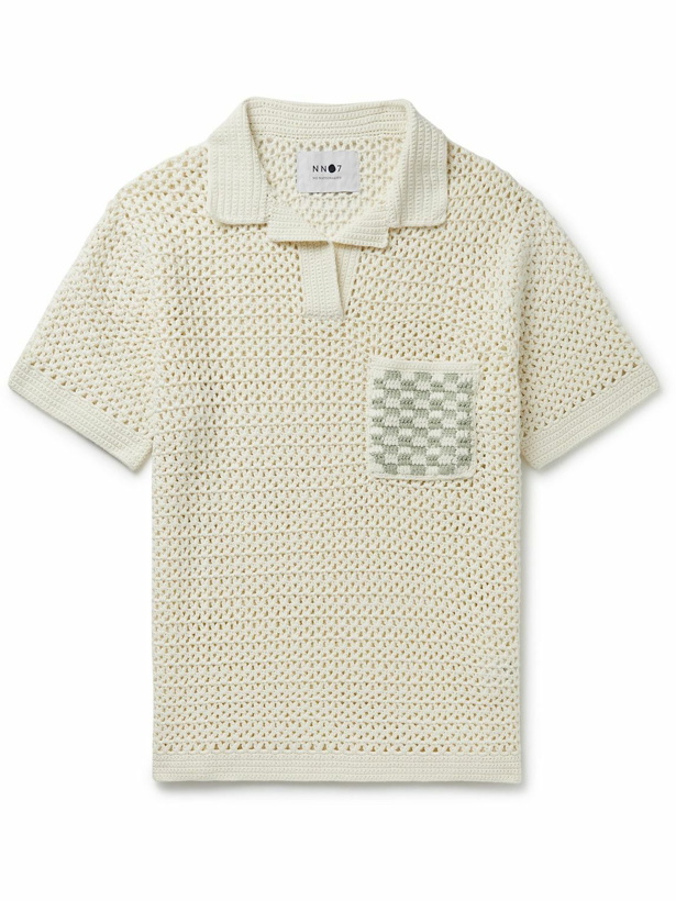 Photo: NN07 - Ryan 6560 Crocheted Cotton Polo Shirt - Neutrals